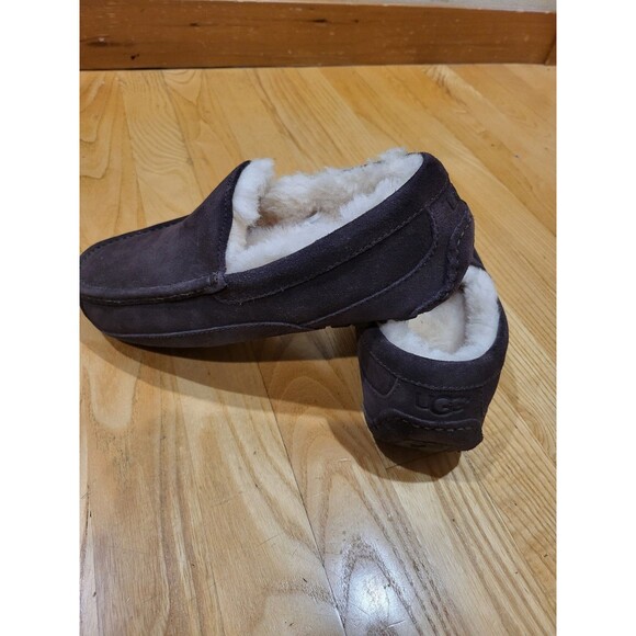 UGG Ascot Slippers Mens 7 Brown Espresso Suede Wool Lined Loafer Hard Sole main image 6